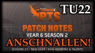 DIVISION 2 - TITEL UPDATE 22 - SEASONS 2.0 PATCHNOTES - PTS PHASE 1 - DEUTSCH - GERMAN