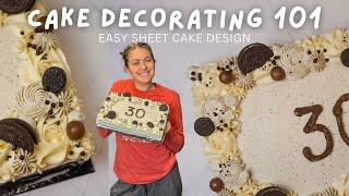 Cake Decorating for Beginners - How to Make a Simple but Beautiful Birthday Sheet Cake