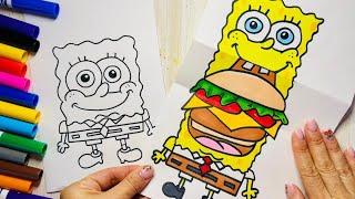 How to draw SpongeBob Folding Surprise