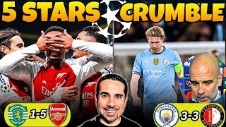 CITY CRUMBLE! PEP STRESSED! ARSENAL SMASH SPORTING! Sporting 1-5 Arsenal | Man City 3-3 Feyenoord