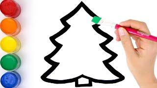 Christmas Tree coloring and drawing for kids, toddlers | Learn colors