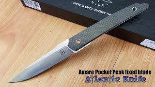 AMARE POCKET PEAK FIXED BLADE BLACK G10/CF FULL TANG SATIN 14C28N SANDVIK KNIFE 201804