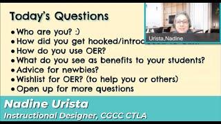 Open Education Week [Panelist#6: Nadine Urista, Instructional Designer]