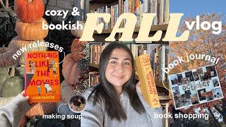 a cozy bookish fall vlog ️ | book shopping, journalling, reading, making soup