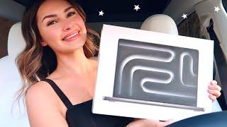 unboxing an m3 macbook pro in my tesla *space black* 