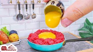  So Yummy Miniature Breakfast With Eggs, Beef & Cheese Recipe | ASMR Cooking Mini Food