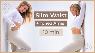 10 MIN TONED ARMS + WAIST PILATES |  pilates abs at home workout