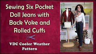 Doll Clothes Sewing Tutorial/ How To Sew Jeans w/Pockets / DIY Doll Pants / Cooler Weather Pattern