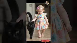 Adorable Baby Girl with Cat | Fun and Laughter at Jest Junction #baby #cat #funny