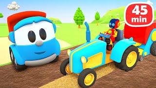 Leo the truck & the tractor on the farm. Full episodes & cartoons for babies. Farm vehicles for kids