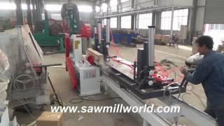 heavy duty twin blades circular table sawmill with up/down log clipping