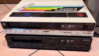 Black and white Sony Betamax video recorder black SL-F35 and white SL-F30 Beta VCR