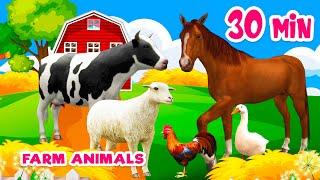 30 min Farm animal sounds Farm animals for kids Learn Farm animals Cow Horse