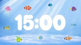 15 Minute Countdown Timer for Kids with Alarm and Fun Music | Under the Sea 