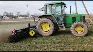 DEMUS RH600 rotary hoe + John Deere 6100 in Lithuania