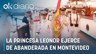 La Princesa Leonor ejerce de abanderada durante la jura de 45 españoles en Montevideo