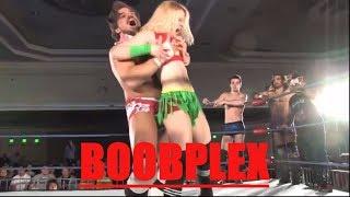 THE INFAMOUS BOOBPLEX BY JOEY RYAN! COMPILATION... INTERGENDER WRESTLING!