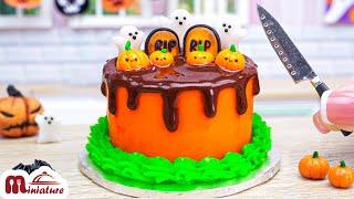 How To Make Miniature Pumpkin Cake For Halloween | ASMR Cooking Mini Food