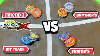 my team vs brother's team vs friend's team #beyblades fight | tag team beyblade battle