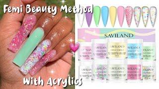 Femi Beauty Method Using Saviland Acrylics | Enailcoutoure Extreme Square Nails | Nail Tutorial