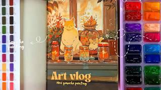 Cozy art vlog ️ Himi Gouache painting  ASMR