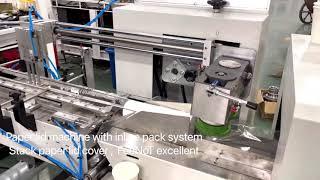 Stackable paper cup lid cover forming machine with inline lid packing system