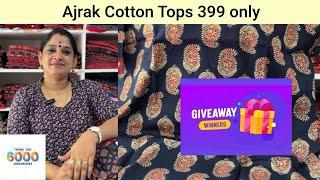 Kuthampully Ajrak Tops | GIVEAWAY WINNERS പ്രഖ്യാപിക്കുന്നു |6000 Subscribers