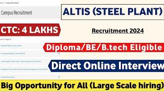 ALTIS recruitment 2024 | CTC: 4Lakhs | Diploma Graduate  Engineer Trainee | Latest Mnc Jobs | Jobs