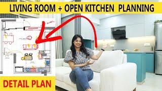 Open Kitchen Design With Living Room | Interior Design Living Room | Kitchen ideas EP 3