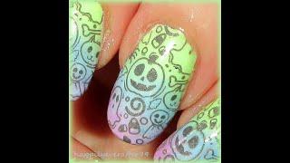 Creepy Cute Halloween Glow in the Dark Nail Art Stamping using Maniology Plate M510