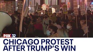 Palestine supporters march in Chicago following Trump's win