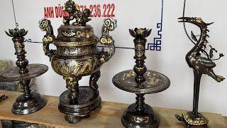 Bộ Ngũ Sự Đồng Đỏ Cao 65 Khảm Vàng 9999 Siêu VIP 0971236222