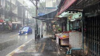 [4K] Walking in Heavy Rain in Bangkok during Rainy Season in Thailand