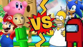 M.U.G.E.N. Battles | Mario/Baldi/Kirby vs Sonic/Homer Simpson/Crewmate