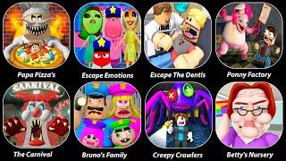 Escape Papa Pizza's Pizzria,Escape Emotion,Escape The Dentis,Run From Ponny,Bruno's Family Prison