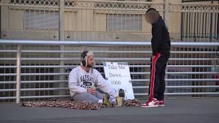 Homeless Wrestler Body Slams Guy on Beach