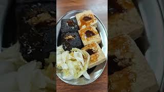 黑皮臭豆腐。雙色炸臭豆腐。麻辣臭豆腐。竹筍湯。苗栗。泰安鄉