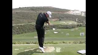 Peter Hanson Golf Swing - Driver, Slow Motion, Volvo World Matchplay, Down the Line