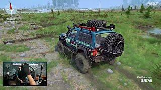 Mudrunner - Jeep Cherokee Realistic Offroad Part 1 | Steering Wheel Gameplay