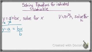 solve for indicated variable