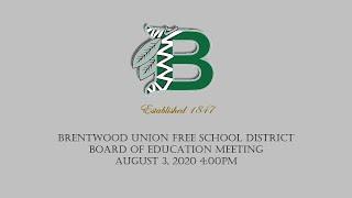 Board of Education Meeting August 3, 2020