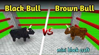 Black bull vs Brown bull fight | mini block craft