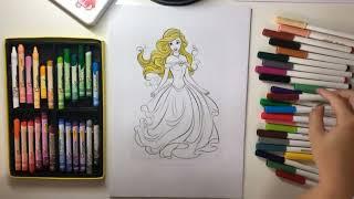 Hello everyone, today I will color the picture of the ice princess with the super long dress.