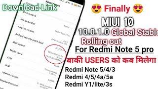 MIUI 10 GLOBAL STABLE  10.0.1.0 ROLLING OUT | Full Changelog | DOWNLOAD link | Redmi Note 5 pro