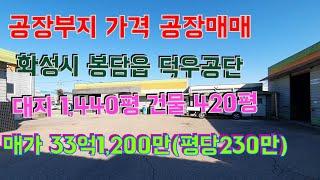 (물건번호 -125)급매 급매 공장부지 가격으로 공장매매 화성시 봉담읍 덕우리  대지 1,440평 건물 420평 가설건축물 420평  매가 33억1,200만원 (평당230만원)