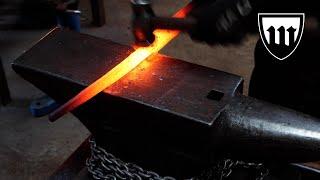 Forging a pattern welded double fullered sword, part  1, forging the blade.