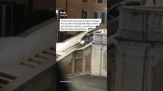 Driver Takes Wrong Turn Down the Spanish Steps in Rome