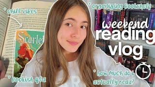 WEEKEND READING VLOG ️ *reading, reorganizing books, q&a, how much i read, + more