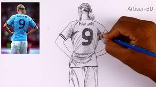 How To Draw Portrait Erling Haaland Easy Pencil Sketch #haaland #manchestercity