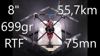 8" Xlight, 699gr RTF, 55,7km, 75mn... endurance flight